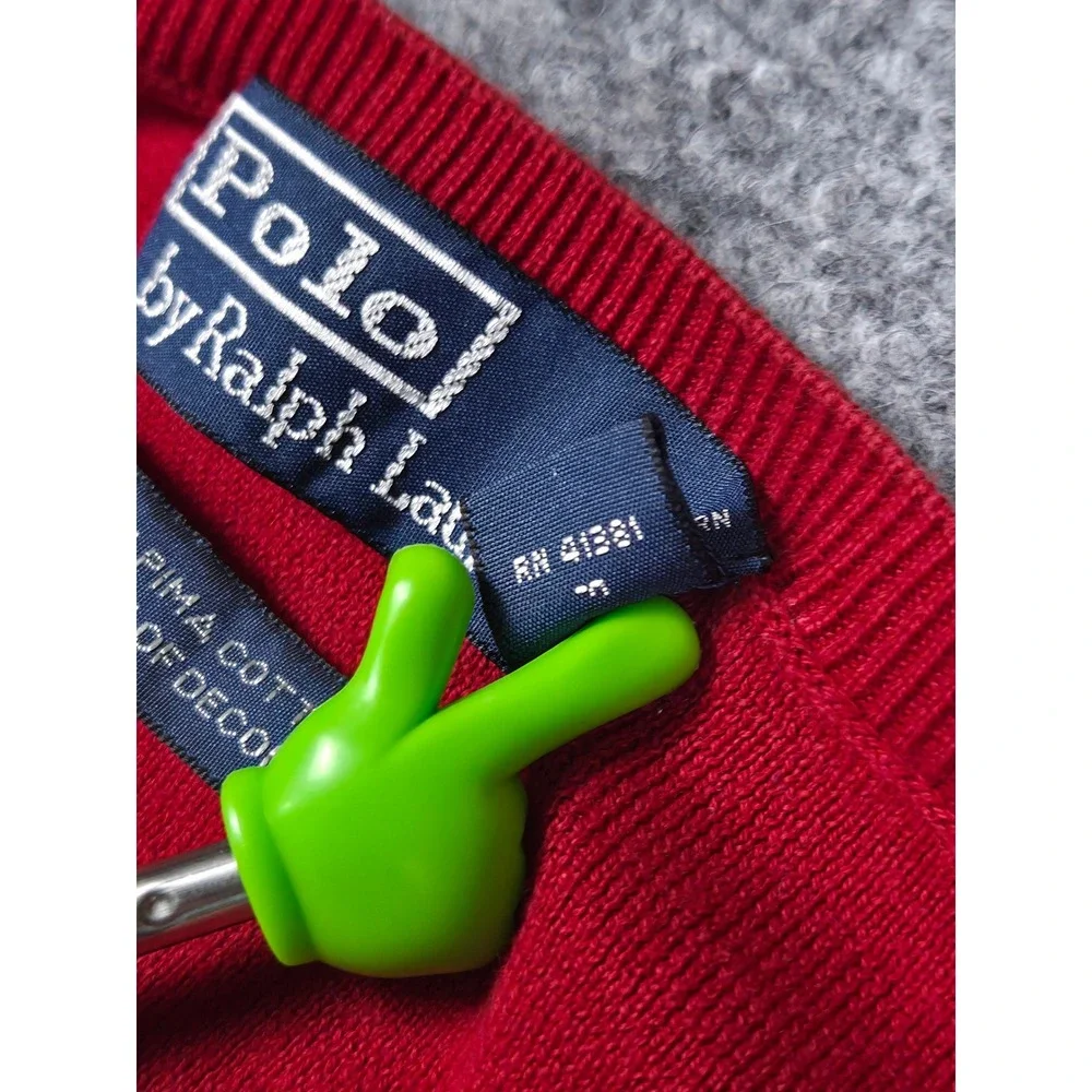 Polo Ralph Lauren Sweater Vest Mens XL Red Pima Cotton V-Neck Pony Logo